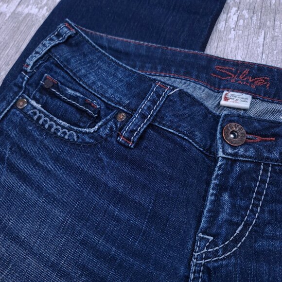 Silver Jeans Womens Santorini Crop Size 26 Blue Denim Cropped Pants Low Rise - Picture 4 of 6